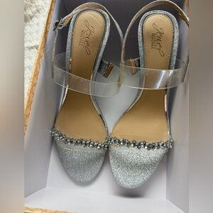 Jewel Badgley Mischka Silver Embellished Heels